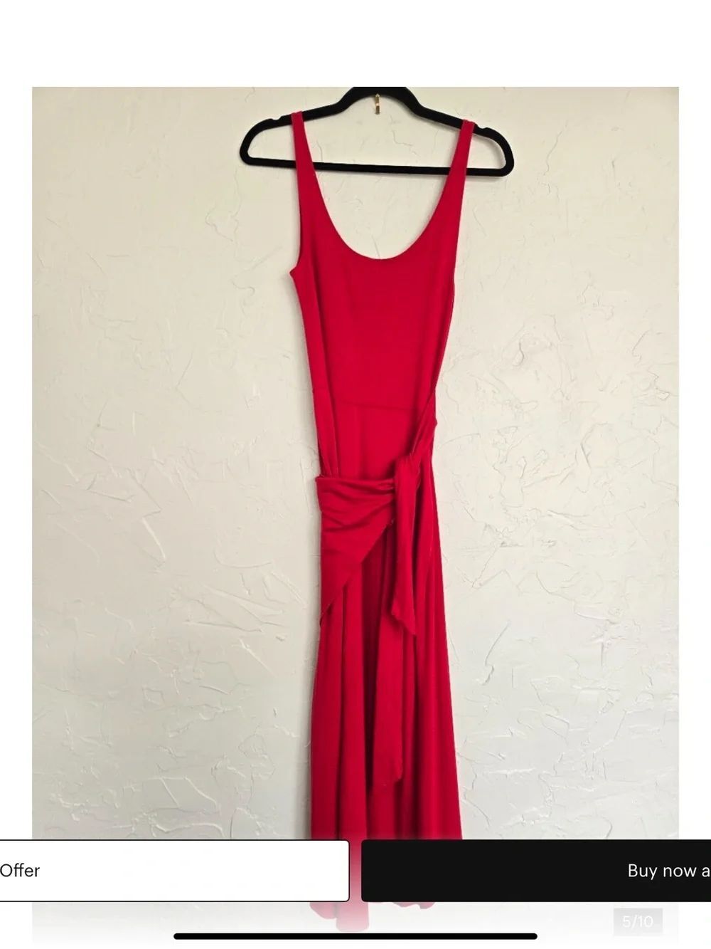 Reformation Red Sleeveless Tie-Waist Midi Dress
